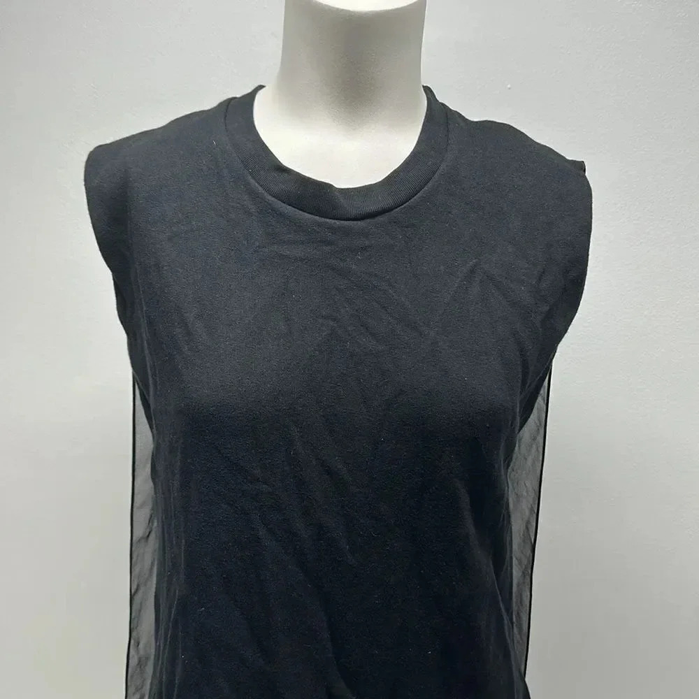 All Saints Amatee Sweatshirt Dress Sleeveless Midi Semi Sheer Black Us Size 2 - Picture 5 of 11